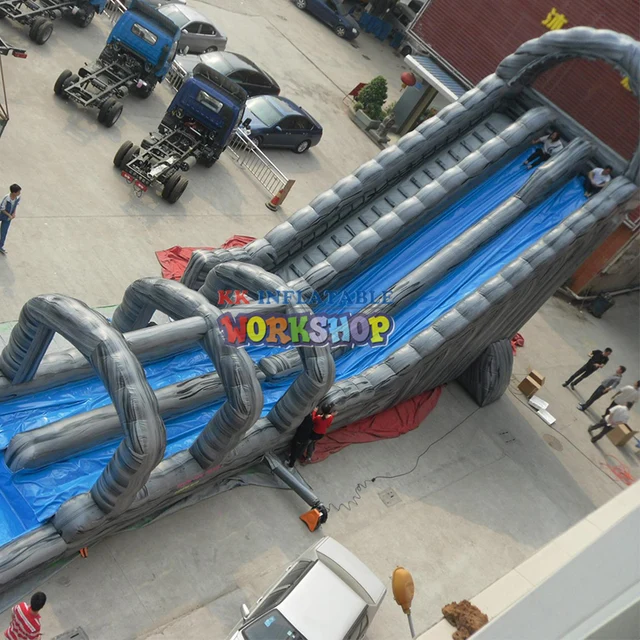 Multi-Channel Long Air Large Inflatable Wet Slide, Mobile Park Combo Inflatable Slide Amusement Equips 1