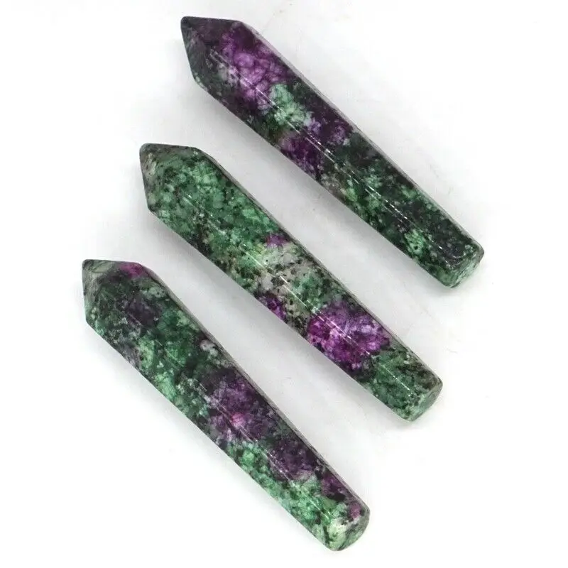 50x10mm Natural Gemstone Ruby Zoisite Crystal Hexagon Column CAB Cabochon 3Pcs | Дом и сад
