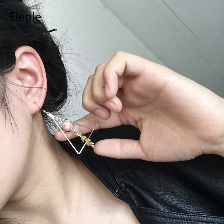 

Eleple Leaf Triangle Marble Earring Wholesale Ear rings for Women Fashion Jewelry Manufacturers B4028