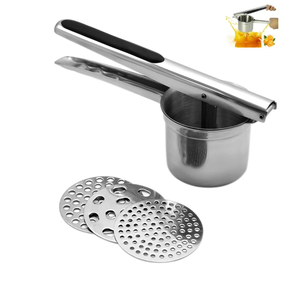 

Lemon Squeezer Vegetable Masher Stainless Steel Potato Ricer With Accessories Cooking Tools Kitchen Gadget E2S