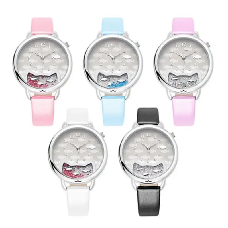 

Cat Shape Colorful Scroll Beads Student Watch Children Fish Swarm Quartz Watch