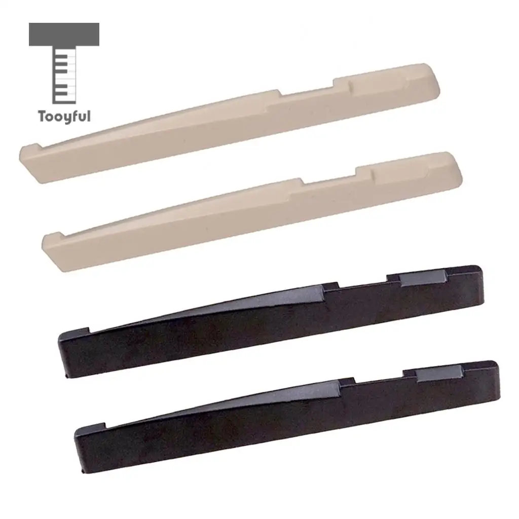 Tooyful Durable 2 Pieces Black Plastic Slotted Acoustic Guitar Bridge Saddles DIY Musical Instrument Accessory