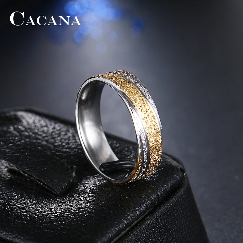 CACANA Stainless Steel Rings For Women Personalized Fashion Shining Sand On Jewelry Wholesale NO.R81