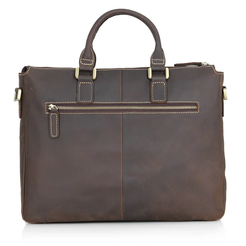 100% Real Crazy horse Leather Style Men's Brown Business Briefcase Handbag Laptop bag 7113R-2