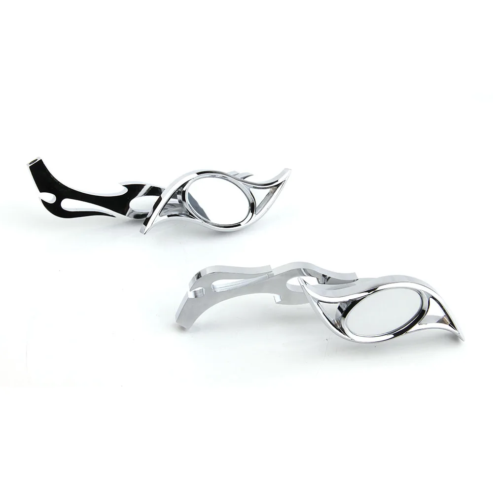 

Motorcycle Rear View Side Mirrors For Harley Dyna Wide Glide Flame Style CHROME Ultra Glide Electraglide 883 Springer Sportster
