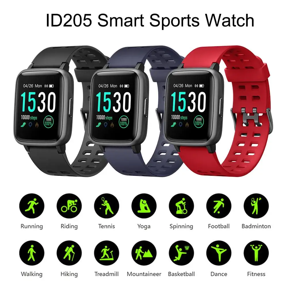 

Bluetooth ID205 HD Touch Screen Smart Watch Wearable Tracker Heart Rate Sports Waterproof 1.3 Inch For Android IOS Smart Watch