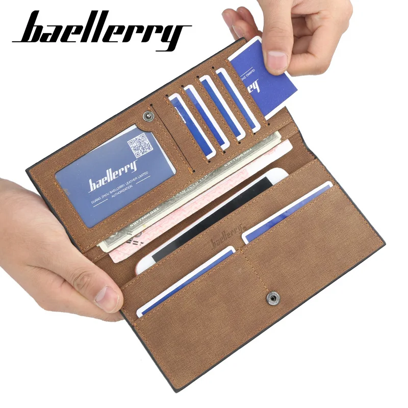 Повседневный тонкий кошелек Baellerry для мужчин длинные бумажники Холщовый мужской