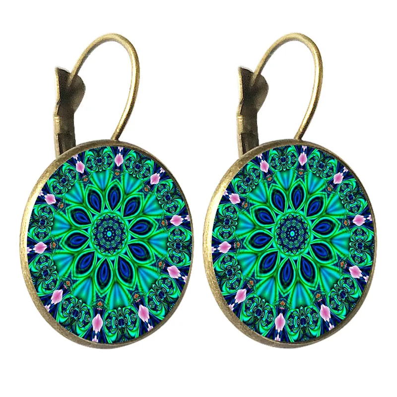 bronze hoop Earring - mandala flower 1