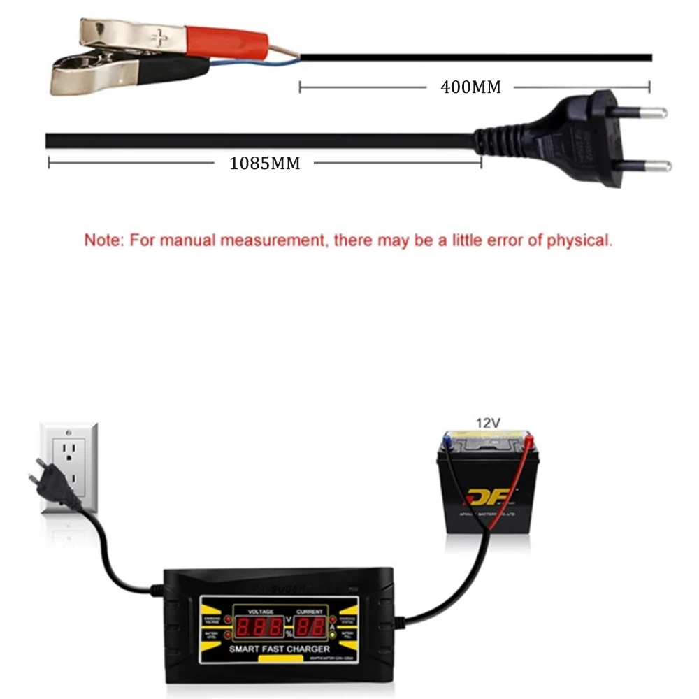 Car Battery Charging Units Full Automatic Car Battery Charger 150V-250V To 12V 6A EU Car Charger For Car Battery HD LCD Display