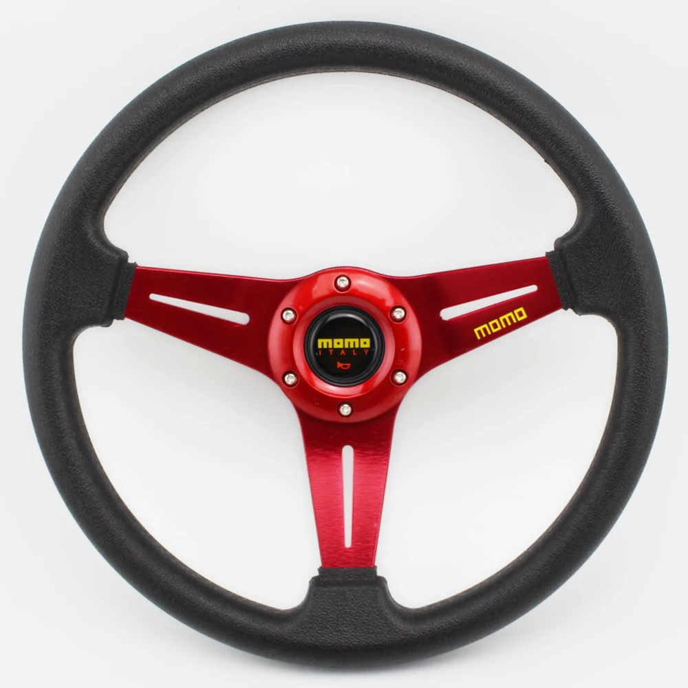 350MM PU Leather Drifting Sport Racing Steering Wheel Aluminum Framein
