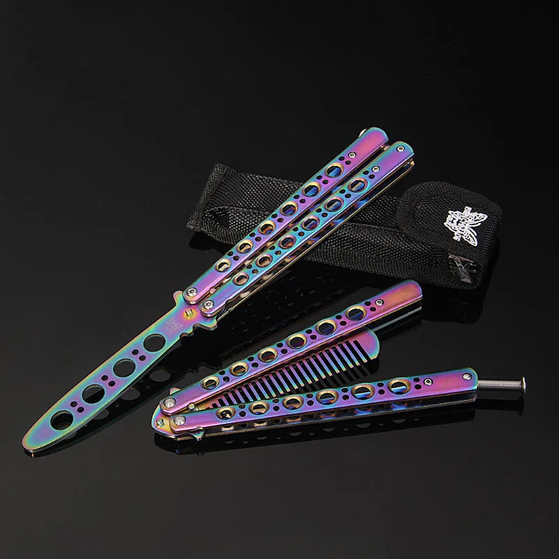 

Butterfly Comb Butterfly Knife Stainless Steel Training Folding Comb Professional Stainless Steel Screw Fixing Play Flexible
