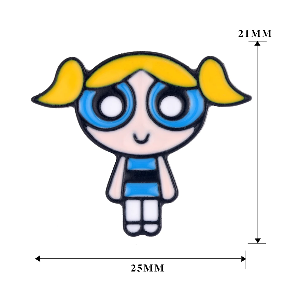 Милый мультфильм Powerpuff девушки мягкий штифт эмали лацкан брошь подвеска заколка - Окраска металла: 279