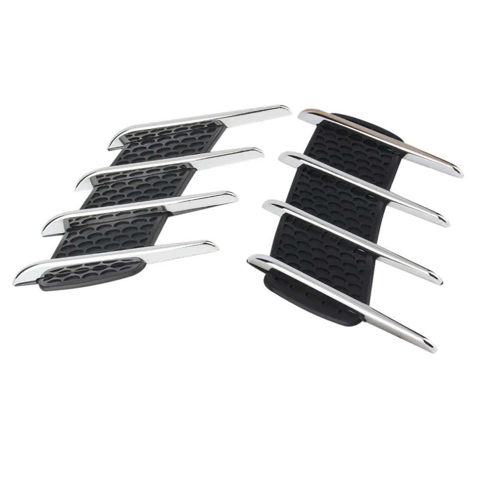

Universal Car Hood Side Flow Vent Fender Air Net Door Decals Auto Sticker DIY Simulation car shark gills outlet soft +ABS plated