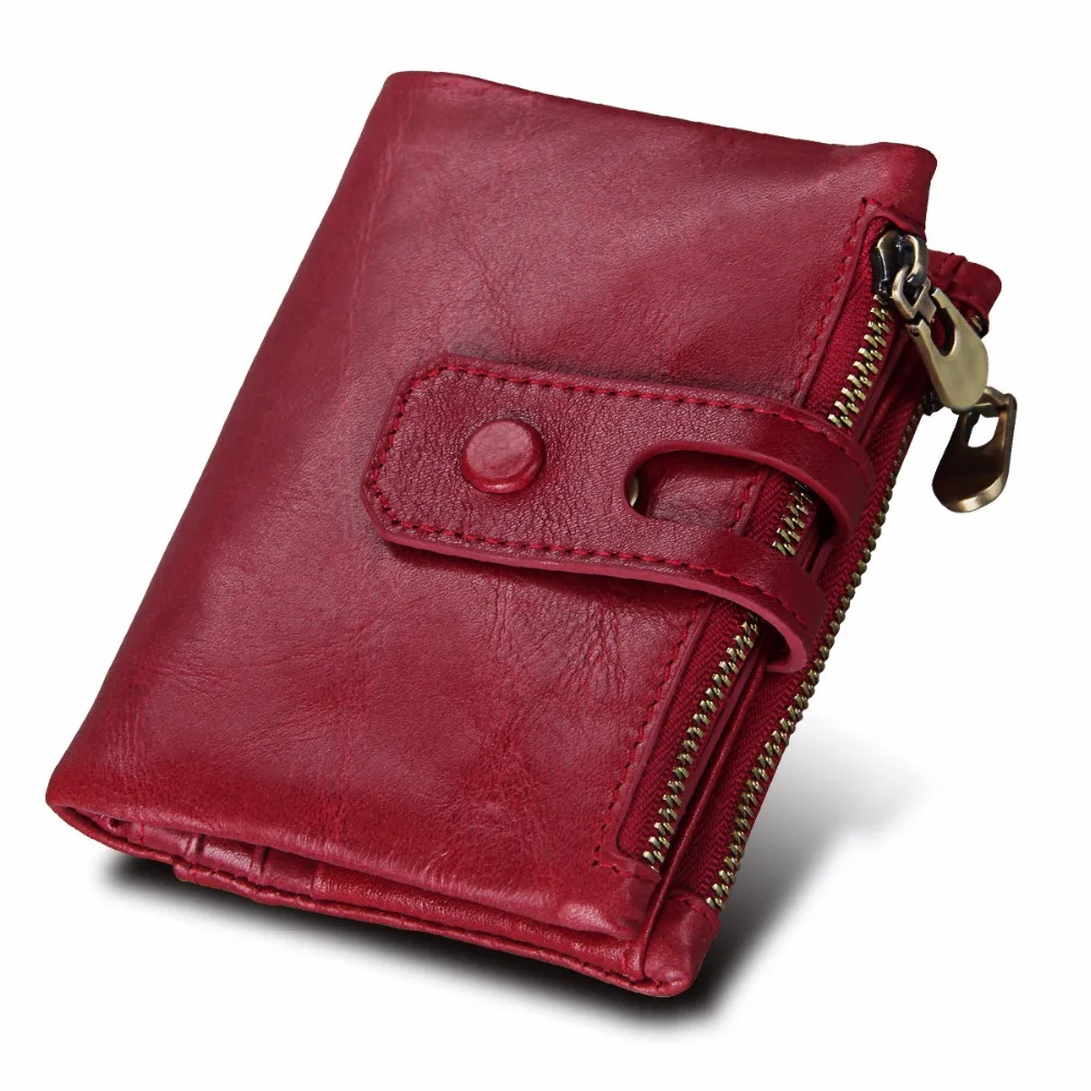 

JIULIN 2019 Fashion Wallet Women Genuine Leather Wallets Female Hasp Double Zipper Design Card Holder Unisex Slim Wallet