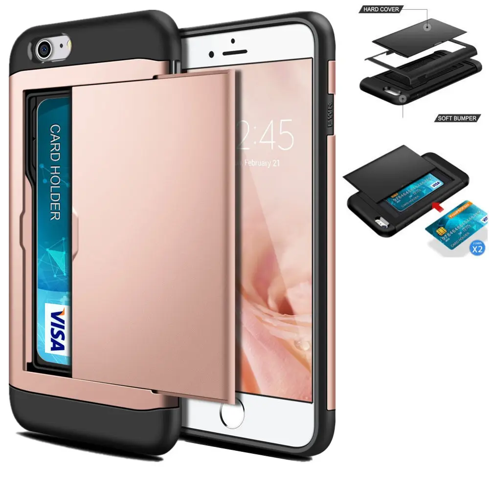 

For iPhone 8 7 Plus 7+ 6s 6 SE 5s 5 Case Wallet Card Slot Sliding Door Hidden Pocket Case For iPhone 7 8 Plus XR X XS MAX Case
