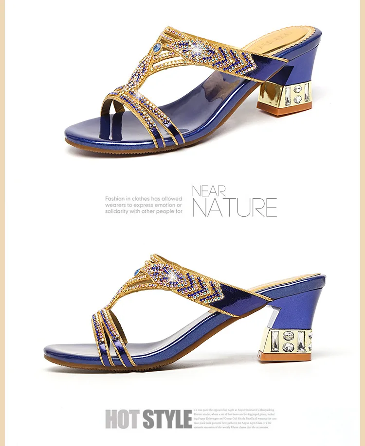 Изысканные золотисто-фиолетовые синие босоножки со стразами трех цветов; женская обувь; модная кожаная обувь со стразами; женская свадебная обувь