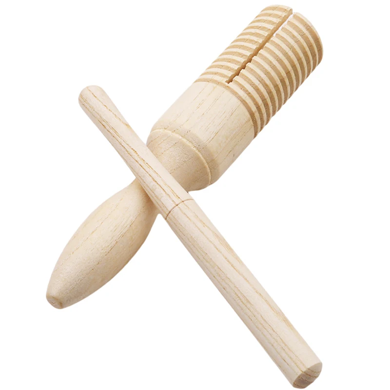 

Wooden Musical Instrument For Children Kid Toys Sound Tube Small Single-threaded Ring Percussion Cylinder Croak Frog Barrel