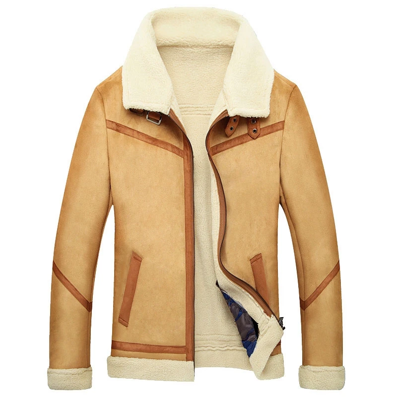 

Faux Cashmere Men's Fur Coat Brown Outwear Jacket Fleece Mens Fur Coats Faux Sheepskin Parka Slim Luxury Winter Warm