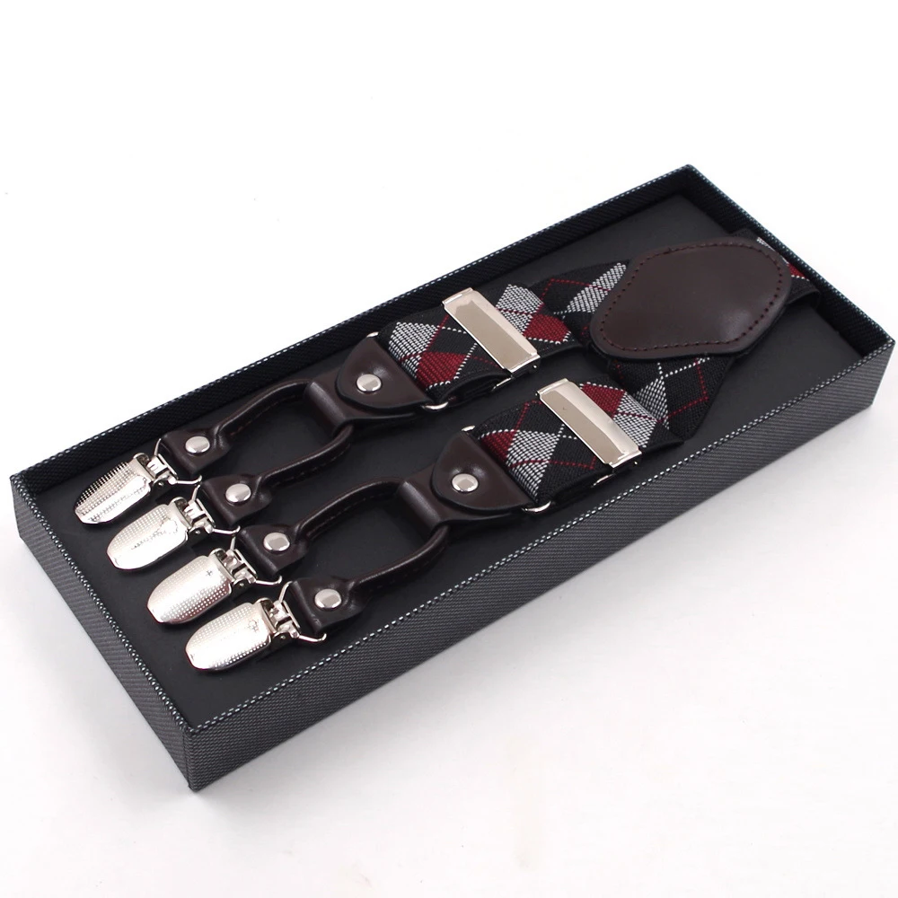 Бренд взрослый 6 клип полиэстер жаккард решетки мужской ремень 3,5 см Повседневный Y ремень клип простые модные подтяжки ремень