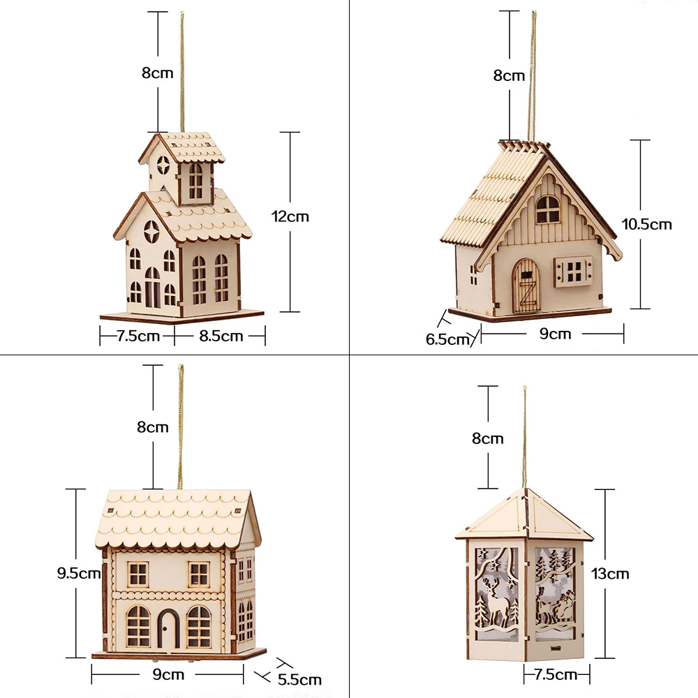 ITimo украшение для праздничной вечеринки, подвески для рождественской елки, небольшой деревянный дом, настольная лампа, светодиодный светильник, подвесные украшения для рождественской елки