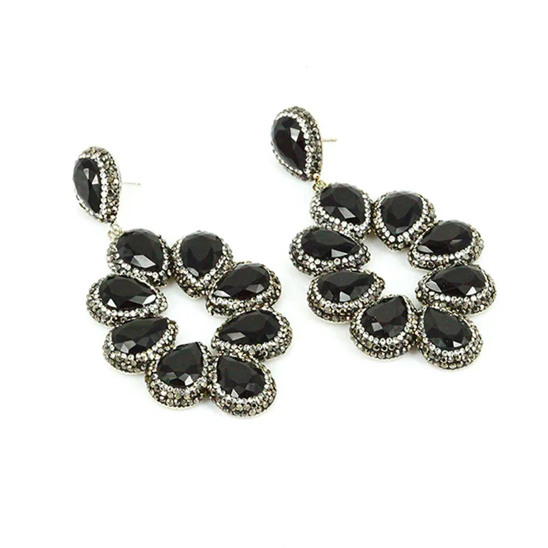 6 Colors Full Of Crystal Drop Earrings for Women Long Earring Luxury Hyperbole High Quality Statement Jewelry | Украшения и