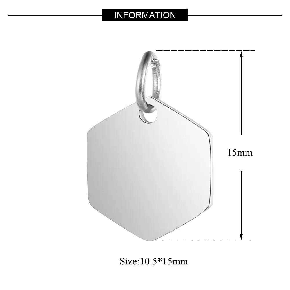 5 шт./лот нержавеющая сталь Зеркальная полировка Sexangle бирка Шарм для браслета ожерелье DIY ювелирные изделия Шарм бирки