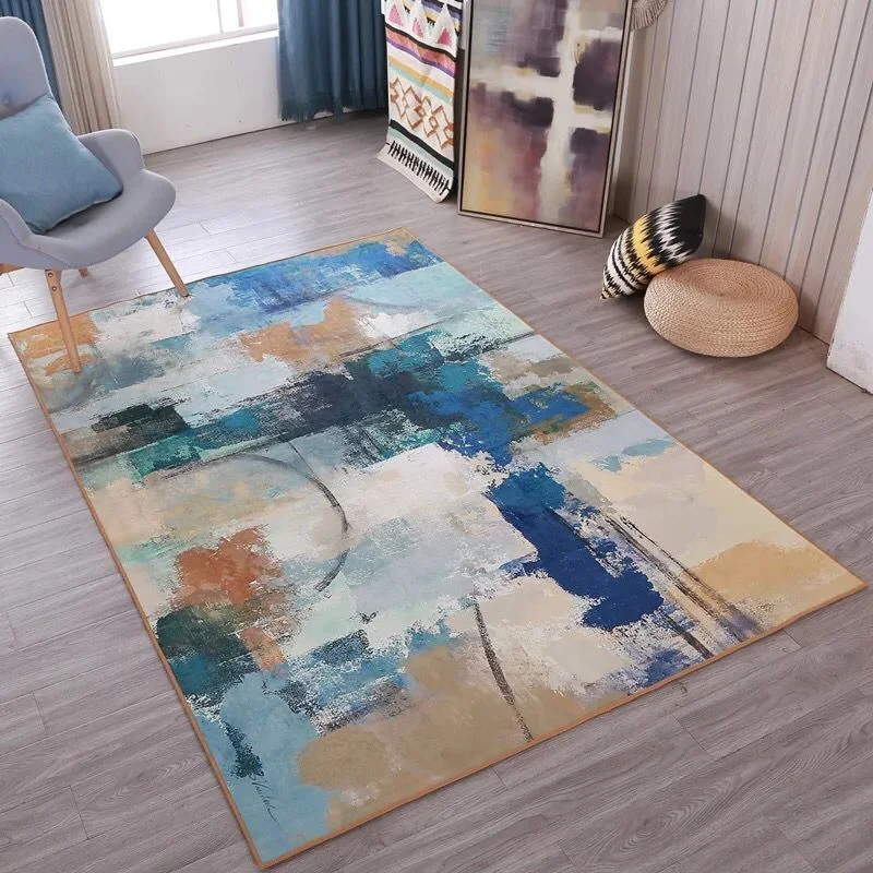 

High Density Vintage Carpet Abstract Art Anti-slip Rugs Pad Bedside Blanket Prayer Parlor Home Floor Mat Wedding Decoration