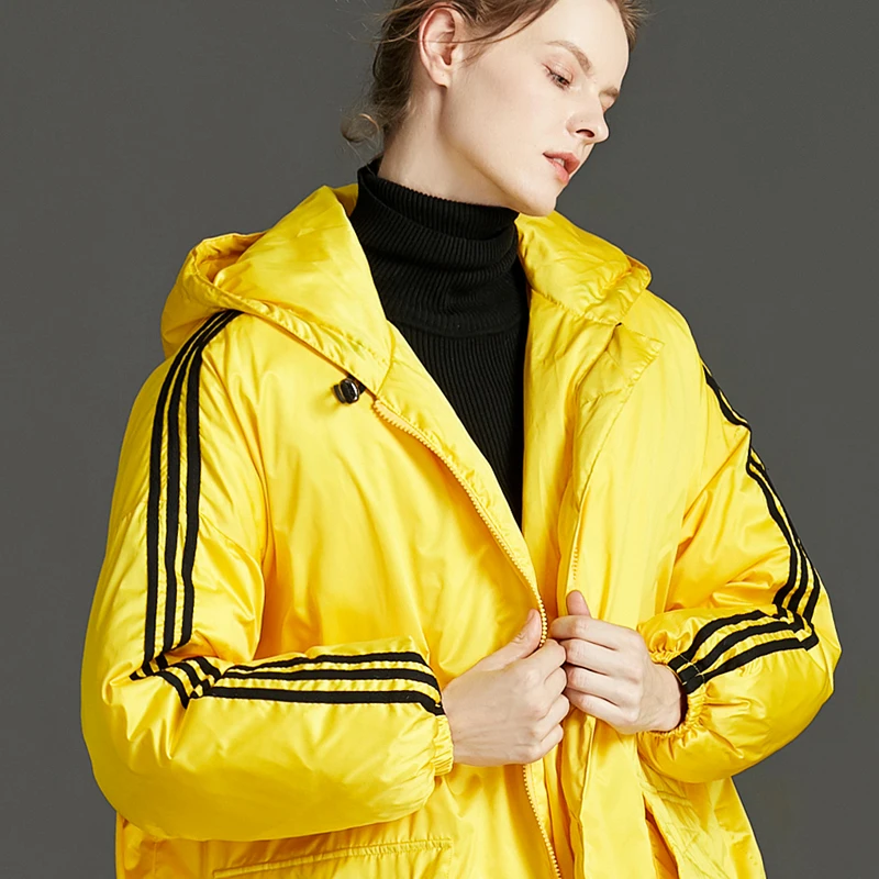 New fashion trend 2019 All stars show woman 90% white duck down jacket with hooded keep warm Thick parkas big size