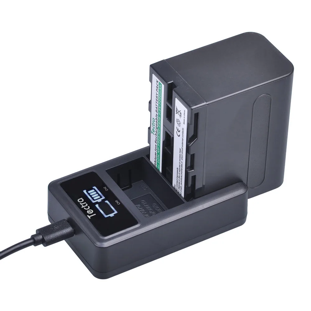 Tectra USB светодио дный двухканальный быстрый цифровой Батарея Зарядное устройство для SONY F Series NP-F970 F750 F960 F550 FM500h FM50 FM70 FM90 QM71D