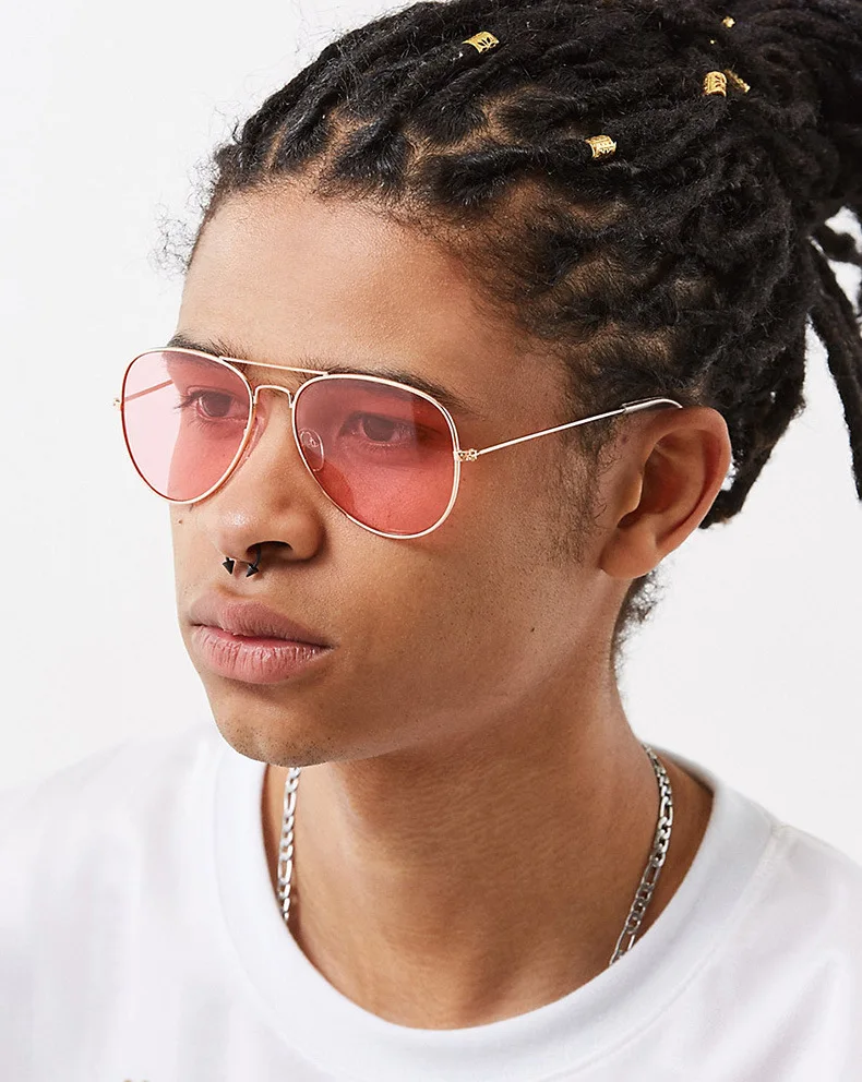 

2018 Aviaton Transparent Sunglasses Women Men Ocean Transparent Sun Glasses Candy Color Eyewear Pilot Yellow Lens Glasses