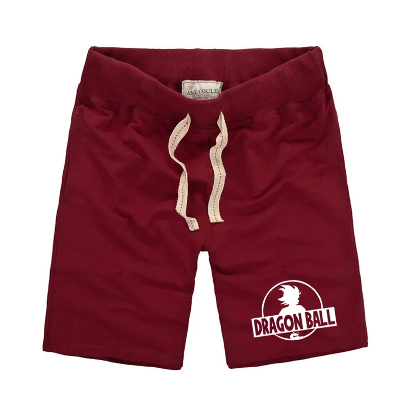 Мужские короткие Компрессионные шорты из чистого хлопка, повседневные мужские шорты с эластичной резинкой на талии, одежда с принтом Dragon Ball,, для мужчин - Цвет: item03 - wine red