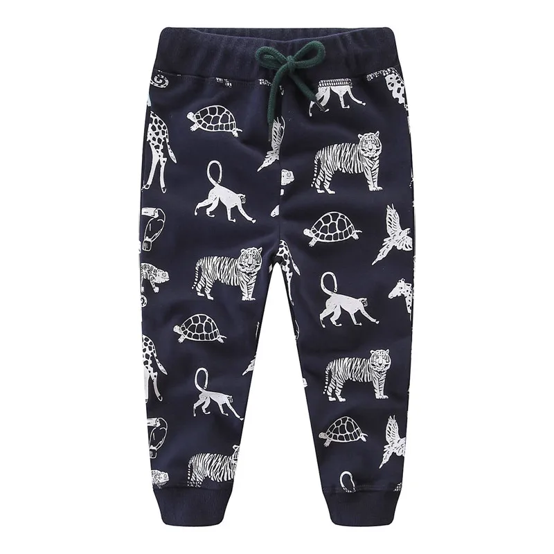 Хлопковые брюки для мальчиков; детские брюки с рисунком; брендовая одежда для малышей; сезон осень-зима; детские леггинсы с принтом для мальчиков - Цвет: T9146 black