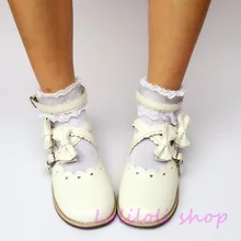 Милые туфли принцессы в стиле Лолиты; индивидуальный дизайн в японском стиле; белый галстук-бабочка; туфли на низком каблуке; 1227a