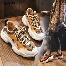 Kjstyrka 2019 new leopard mixed colors plush Fashion high quality women sneakers winter tenis feminino ladies wedges espadrilles