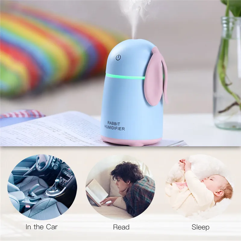 

TOLOYO Cold Evaporation Cartoon Cute Rabbit Mini Colorful Night Light Humidifier Portable LED Mini USB Household Appliances 38