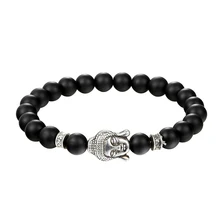 JAAFAR дизайн мужской цепи ручной из вулканической породы со вставками из натурального камня браслет голова Будды панк Электрический вездеход на ДУ AS298