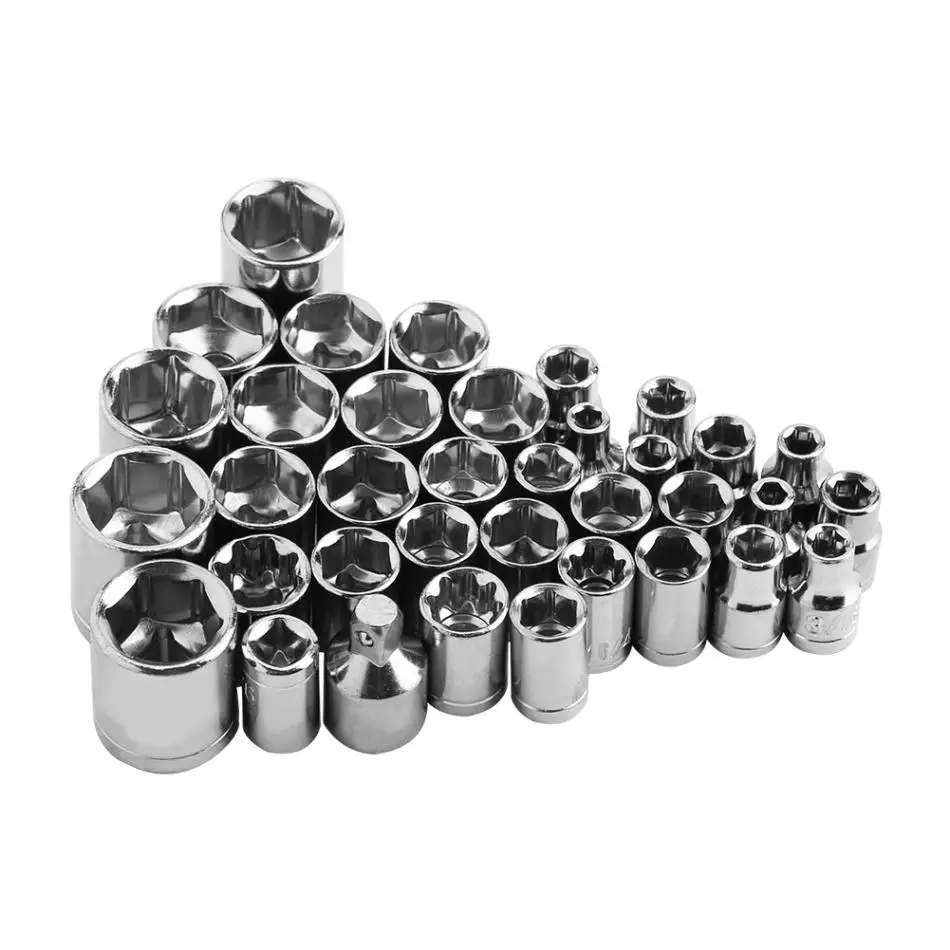 

38 Pcs Craftsman Multi-functional 3/8 inch Ratchet Driver Socket Wrench Tool Set Drive Socket Adapter Reducer Converter