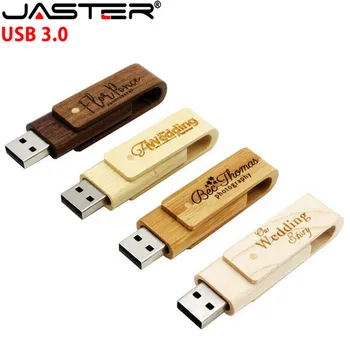 

JASTER USB 3.0 (10 PCS free LOGO) Wooden rotatable disck usb flash drive Memory stick pen drive pendrive 8GB 16GB 32GB 64GB gift
