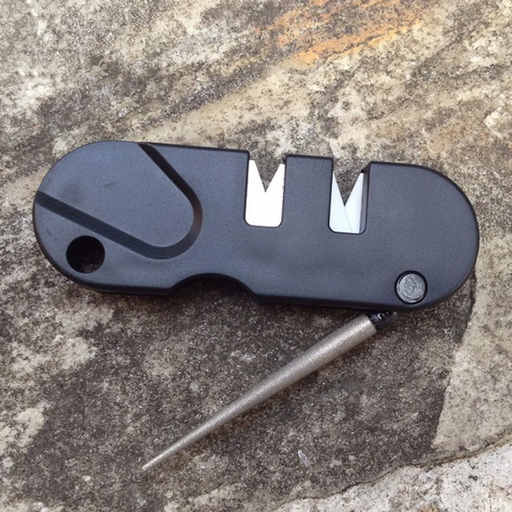 

Mini Portable Two Stages Ceramic Carbide Diamond Knife Sharpener Pocket Outdoor Camping Fish Hook Professional Sharpening Stone