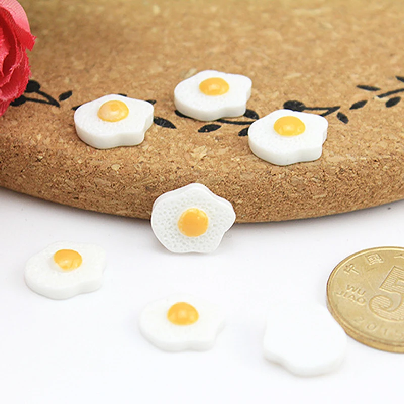 10 шт DIY Смола жареное яйцо Flatback кабошоны кукольный домик поставки миниатюрная еда DIY Скрапбукинг