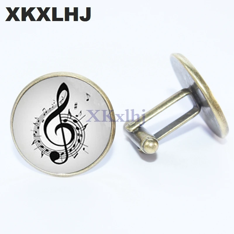 Новинка 2018 модные запонки XKXLHJ в виде музыкальной ноты для рубашки стеклянные