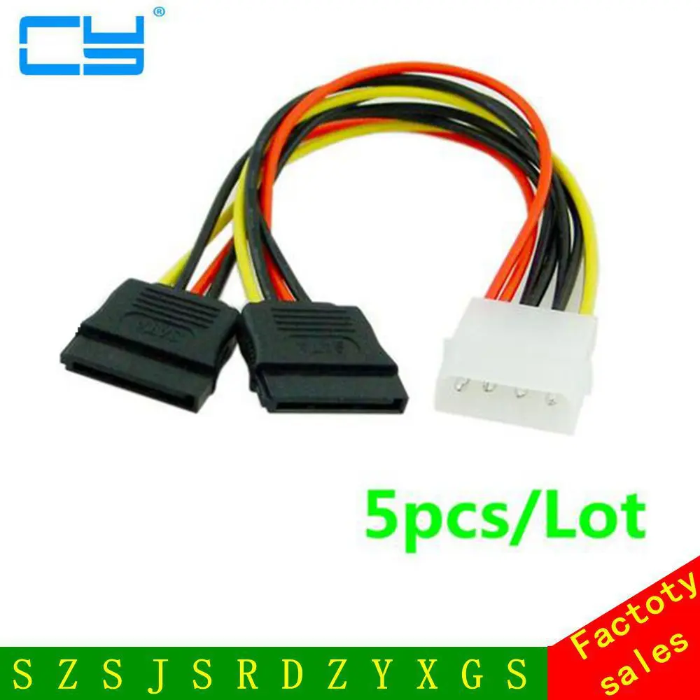 

5pcs/Lot IDE to Sata Power Cable IDE to 2x Serial ATA SATA HDD Power Adapter 4pin IDE To 15pin SATA HDD Power Cable