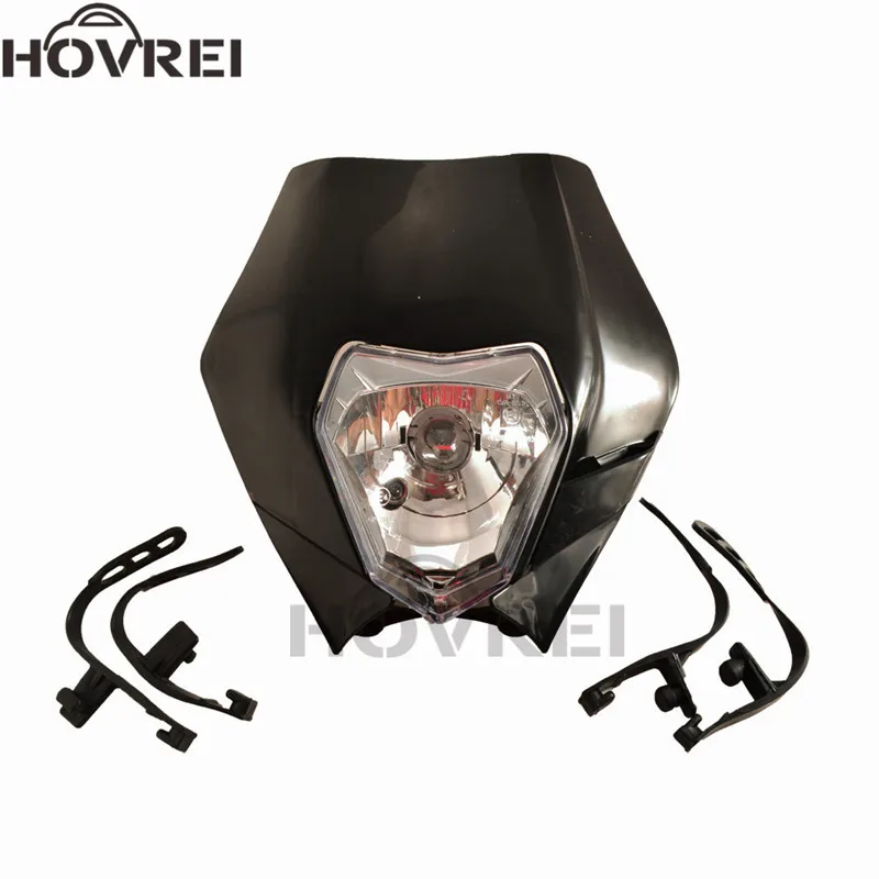 

12v 35W black Motorcycle Enduro Headlight Dirt Pit Bike Street Fighter Head Light Front Lamp for Yamaha Suzuki Kawasaki