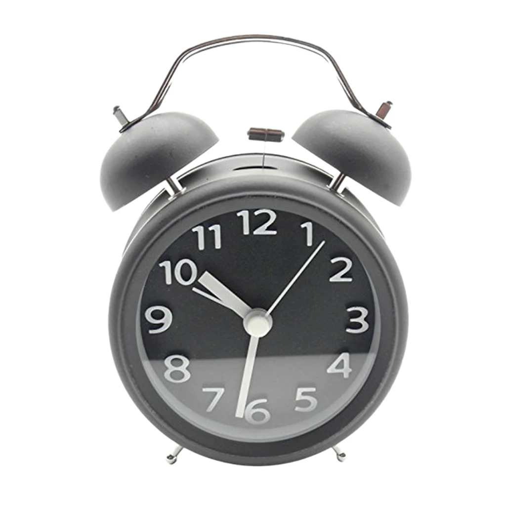 Classic Retro Twin Bell Silent Non-ticking Sweep Quartz Movement Loud Alarm Clock with Night Light for Bedroom Bedside Office