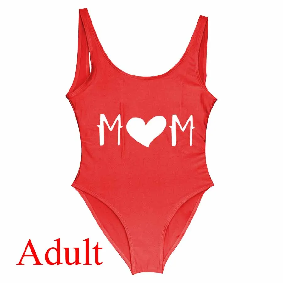 Adult Red Новинка; детская одежда для купания для девочек, Одна деталь Купальник Я сердечко любви "мам" Письмо печати ванный комплект милый для мамы и малыша, детский ванный комплект s купальник - Цвет: Adult Red