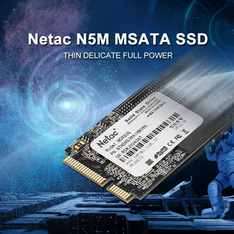 Netac 2,5 дюймов mSATA SSD N5M SATAIII 6 ГБ/сек. твердотельный накопитель 128 ГБ 256 ГБ 512 ГБ hdd для ноутбука настольный жесткий диск