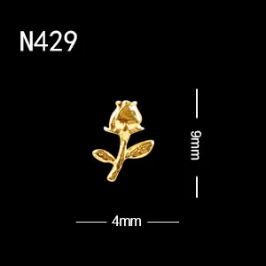 10 шт./лот 3D сплав украшения для ногтей Золотой лист бант Роза Типсы для ногтей сплав амулеты - Цвет: 10pcs N429