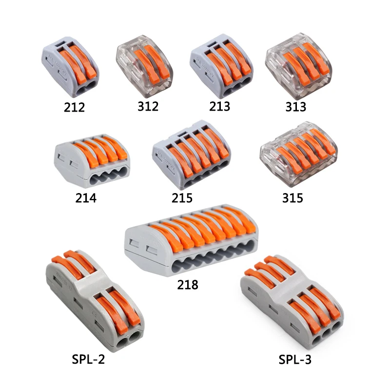 10 шт./лот 222-412 413 415 Мини Быстрый Соединитель проводов, универсальный компактный соединитель проводки, пуш-ап-в клеммный блок SJ-212