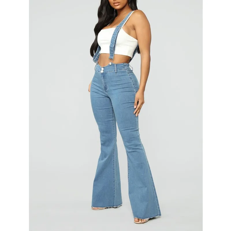 bell bottom denim overalls