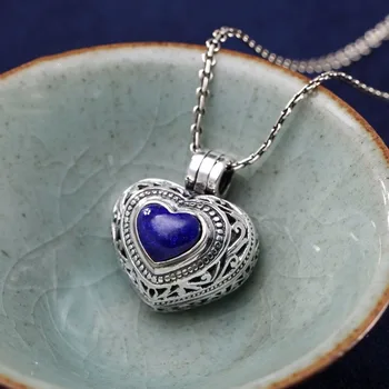 

Sterling Silver Lapis Lazuli Fashion Pendant Women Luck Heart Open Pendant